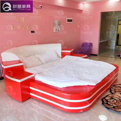 定做主题酒店宾馆圆床情侣震动床情趣床双人情趣电动床圆形水床图2
