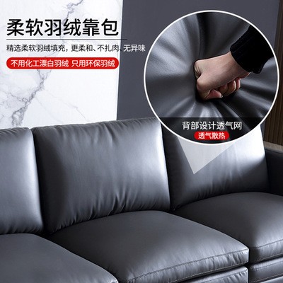 办公沙发现代简约商务会客洽谈接待办公室沙发茶几组合套装三人位图5