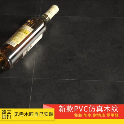 spc锁扣仿大理石纹加厚耐磨石塑水泥灰色工业风木地板PVC商用图2