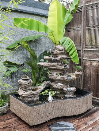 汉韵堂大型假山流水喷泉景观户外庭院水池造景鱼池落地装饰摆件图2