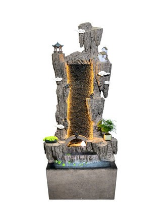 汉韵堂客厅大型假山流水喷泉摆件大厅室内水幕墙景观创意落地鱼缸图5