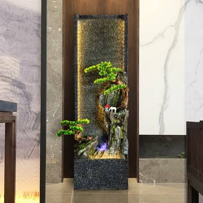 新中式花园庭院入户水幕墙假山流水喷泉客厅隔断景观公司装饰摆件图4