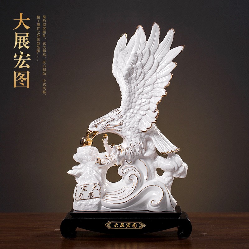 德化陶瓷雕塑艺术工艺品摆件 博古架装饰 商务送礼送领导大展宏图图2