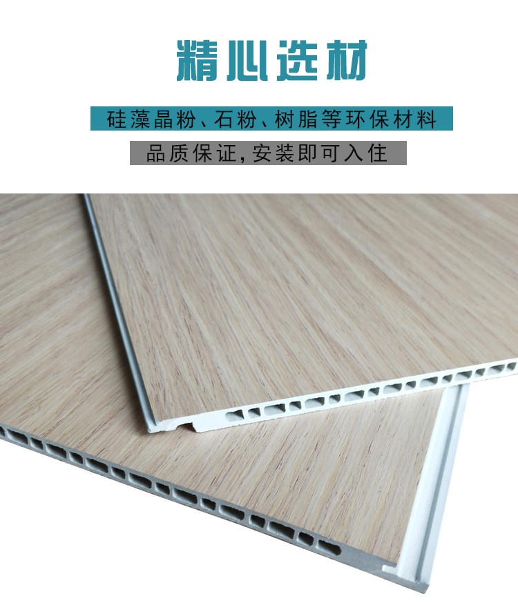 集成墙板锁扣合缝防火防潮石塑竹木快装吊顶墙面别墅材料护墙板图4