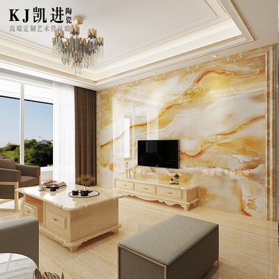 欧式简约3D电视背景墙瓷砖客厅大理石护墙板罗马柱装饰边框影视墙图2