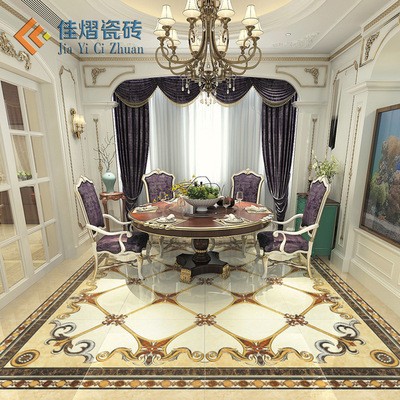 佛山欧式走廊过道入户玄关餐门客厅拼花地砖地毯花瓷砖抛晶地板砖图3