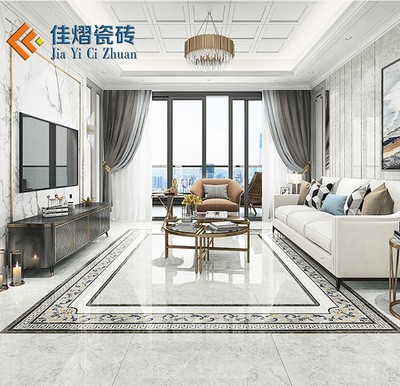 现代简约客厅拼花瓷砖 波导线灰色地板砖400x800拼图入户玄关图4