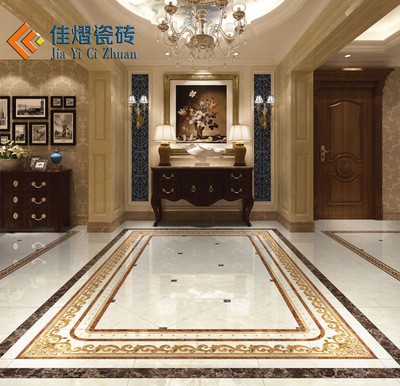 现代简约客厅拼花瓷砖 波导线灰色地板砖400x800拼图入户玄关图3