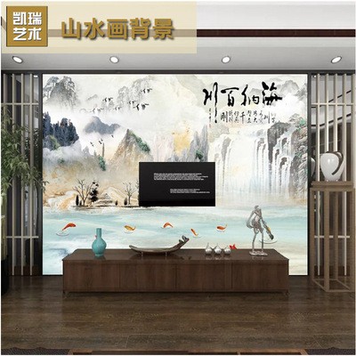 厂家定制 沙发画现代简约微晶石 海纳百川大理石纹背景墙000105图4