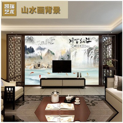厂家定制 沙发画现代简约微晶石 海纳百川大理石纹背景墙000105图2