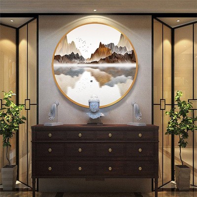 缇香玄关装饰画 沙发背景墙瓷砖挂画 厂家直销新中式玄关装饰画图2
