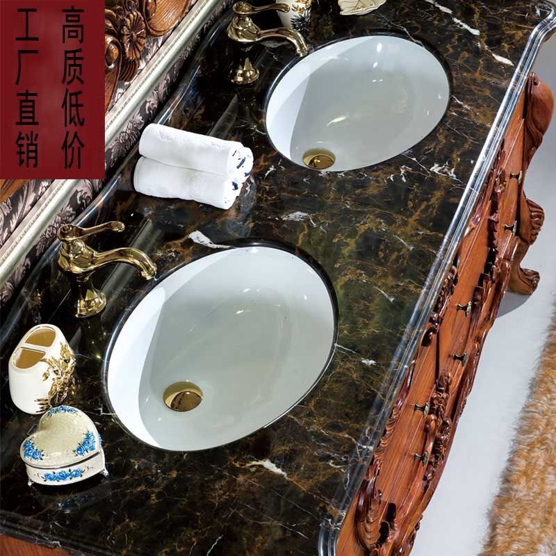 欧式仿古浴室柜组合 落地实木红橡木卫浴柜 洗手洗脸双盆柜定做图4