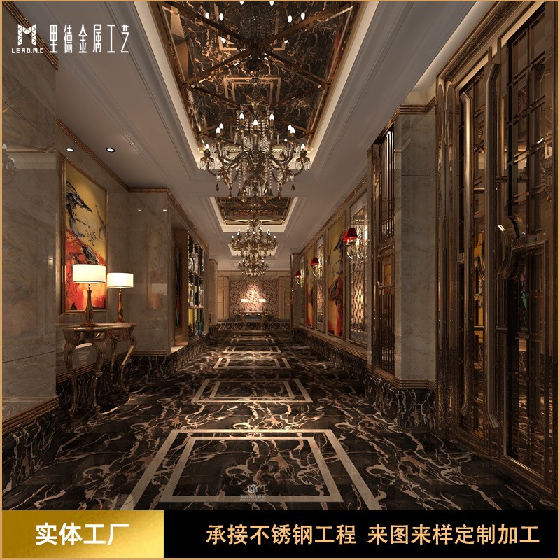 厂家直销酒店会所写字楼不锈钢屏风加工轻奢中式SUS304屏风定制图4