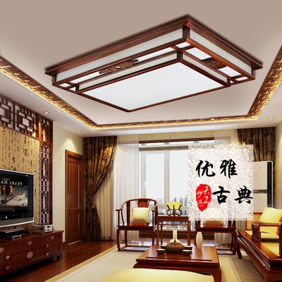 雷煦品牌简约新中式木艺大厅灯仿羊皮木艺灯家居照明新款上市图3