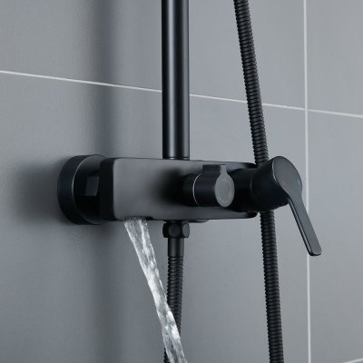 简易枪灰色黑色淋沐浴器全铜嵌入式增压龙头卫浴家用恒温花洒套装图3