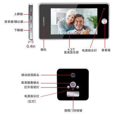 源头工厂 5寸家用高清智能电子猫眼 夜视监控 拍照录像可视猫眼图3