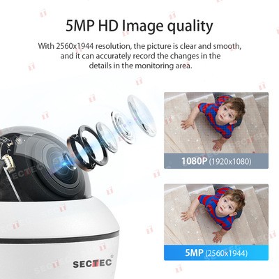 跨境新品 500万高清网络PTZ摄像头 360度半球型监控 5倍自动变焦图2