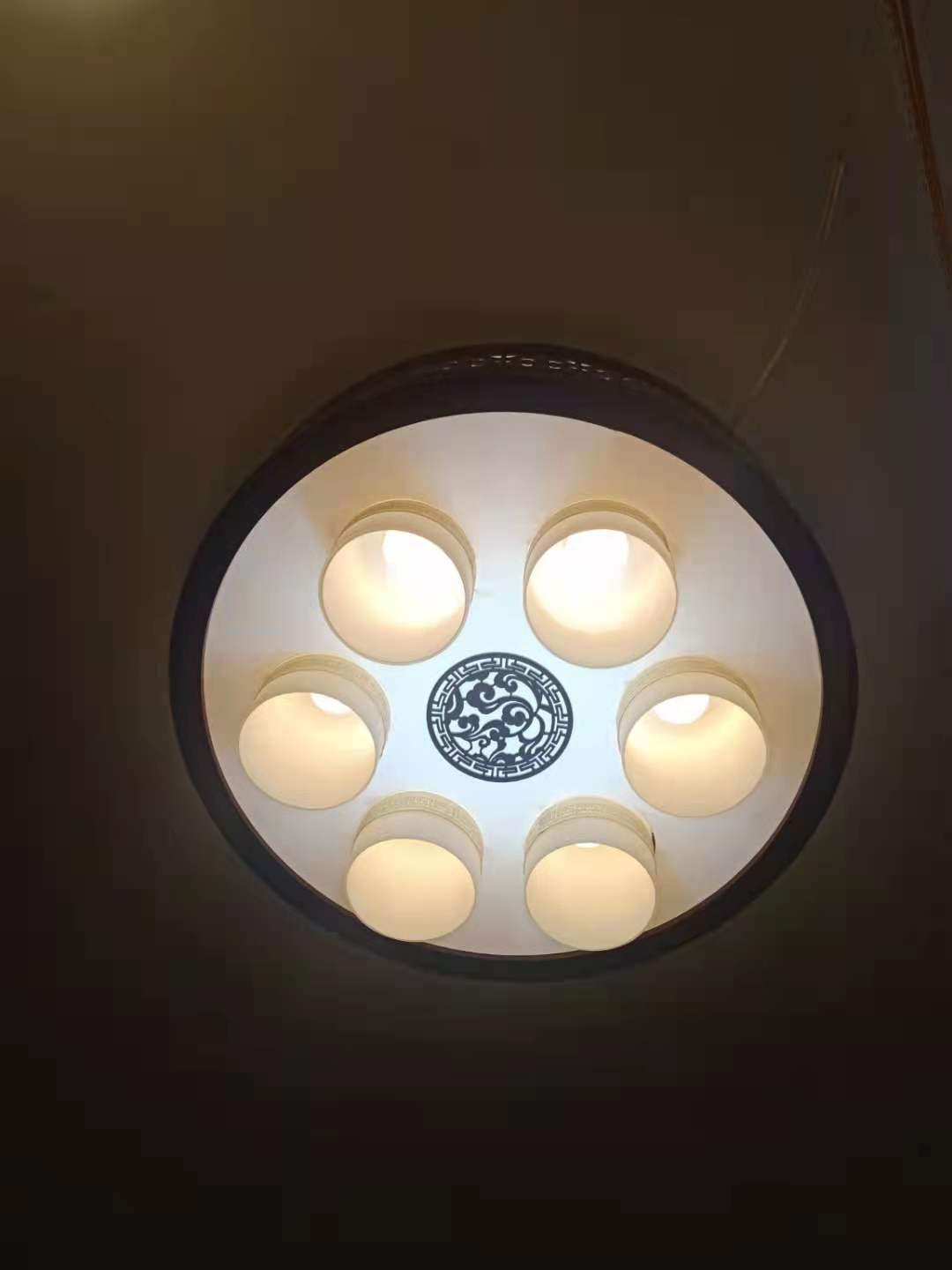 定制中式吸顶灯led 圆形带灯罩6头个性创意客厅酒店木艺灯具图3