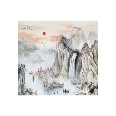 广东铝单板3d彩绘uv打印山水画风景图案室内雕花冲孔幕墙订 做图4
