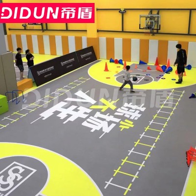 健身房地胶PVC地垫加厚塑胶地板胶篮球体适能跑道360图案私教地胶图3