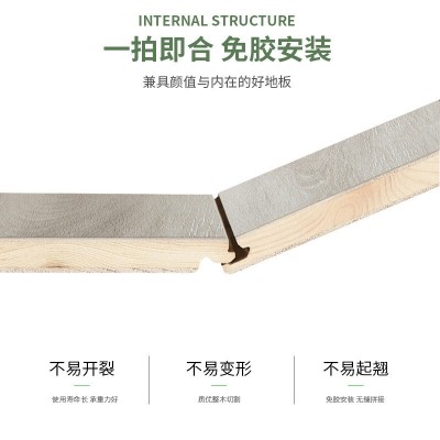 厂家定制新三层实木 云杉排骨芯地暖橡木复合地板防潮上门安装图4