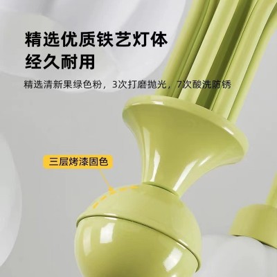 奶油南瓜吊灯原木奶油风餐厅卧室书房吊灯温馨主卧室现代简约吊灯图4