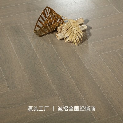 奶油色实木人字拼木地板12mm小红书同款耐磨三层实木地板厂家直发图2