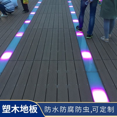 塑木地板户外长条木塑地板市政园林工程塑木地板公园栈道木塑板材图3
