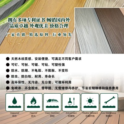 实心塑木地板工厂防腐木板条庭院阳台院子室外木塑围栏免维护户外图2