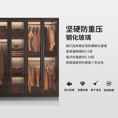 轻奢衣柜简约现代家用卧室出租房酒店玻璃门转角衣橱衣帽间免安装图4