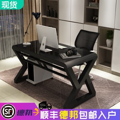电脑桌台式家用简约现代经济型书桌钢化玻璃学习办公桌游戏电竞桌图4