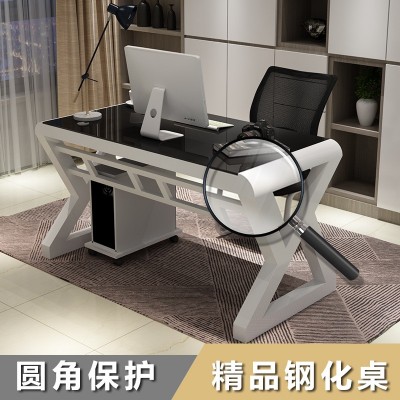 电脑桌台式家用简约现代经济型书桌钢化玻璃学习办公桌游戏电竞桌图3