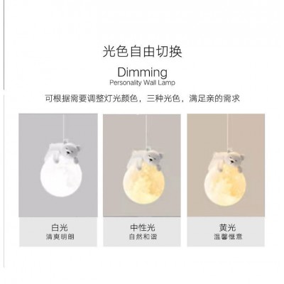 奶油风简约风床头餐厅吊灯创意月球过道儿童房床头温馨小吊灯具厂图5