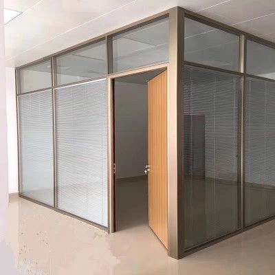 铝合金玻璃隔断墙办公室双层百叶隔断钢化玻璃隔断高隔间深圳厂家图3