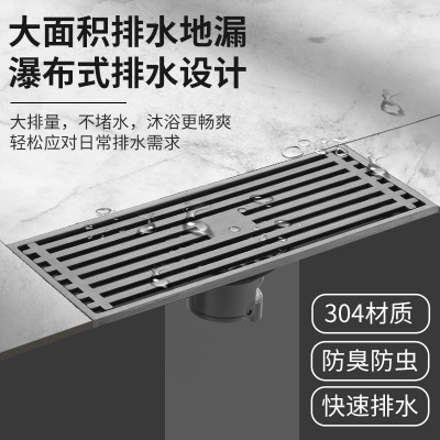 长条形不锈钢防臭地漏浴室卫生间淋浴阳台露台大排量洗衣机地漏图3