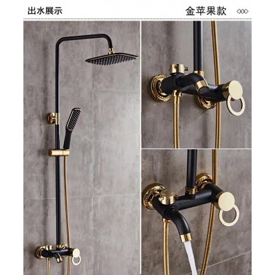 欧式黑色淋浴花洒套装家用全铜浴室淋浴器卫生间增压沐浴淋雨喷头图3