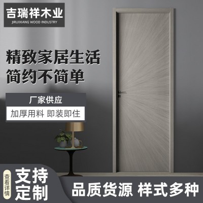 现代简约卧室烤漆门 卫生间隔音实木复合套装门 家用卧室木门图3