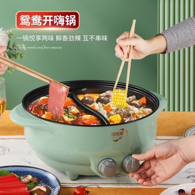 6L大容量插电鸳鸯锅多功能电火锅批发家用电热32CM炒菜不粘一体锅图2