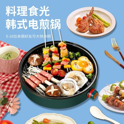 韩式不粘电烤炉 家用一体涮烤煎电烤锅便携式烤肉外卖礼品电烤盘图3