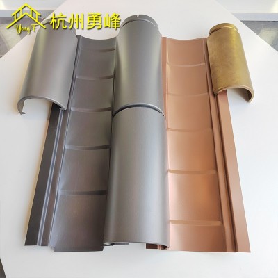 铝镁锰仿古瓦 765金属琉璃瓦 古建筑凉亭屋顶小青瓦筒瓦 厂家直销图3