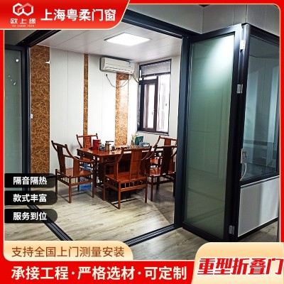 上海68#厨房重型折叠门铝合金门窗办公室隔断门别墅折叠门整安装图1