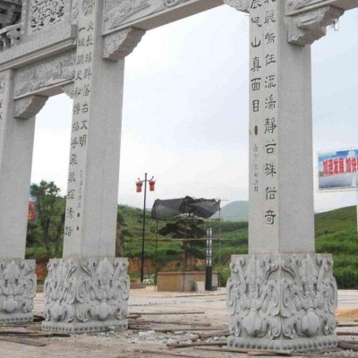 厂家定制牌坊古建寺庙牌楼大理石牌坊街道村口牌楼园林景观雕塑图3