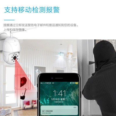 高清夜视插卡录像球机监控摄像头360度全景家用手机远程监控器图3