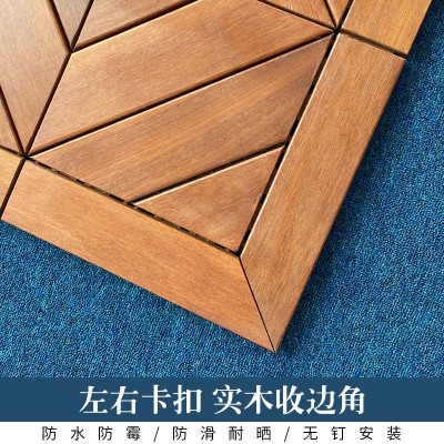 户外阳台地板纯实木拼接地板花园露台地板木质收边条配件配饰铺设图3