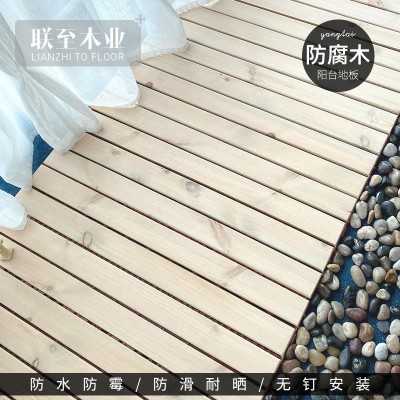 松木实木地板户外露台庭院阳台防腐木拼接地面铺设自拼防水樟子松图2