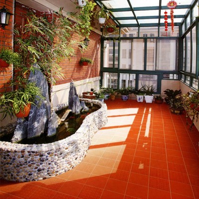 红地砖300x300仿古砖陶土红缸砖庭院厨房地砖灰色防滑吸水防潮砖图3