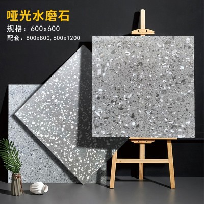 水磨石瓷砖600x600灰色仿古砖800x800餐厅服装店600x1200哑光地砖图2