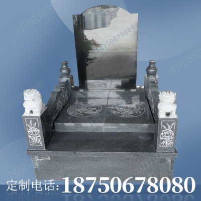 云南瑞丽市花岗岩石碑加g 中式传统顶柱样式 墓碑雕刻 刻字单碑图2