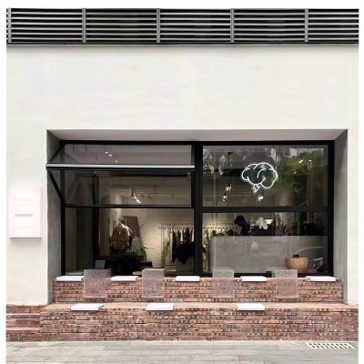 商铺上下折叠窗户隔音隔热铝合金折叠窗网红咖啡店全景折叠推拉窗图2