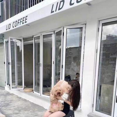 网红咖啡店现代简约隔断门商铺折叠门隔音隔热铝合金折叠门推拉门图1